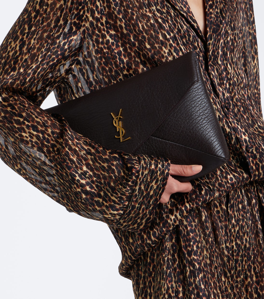 Saint Laurent - Cassandre Large leather clutch