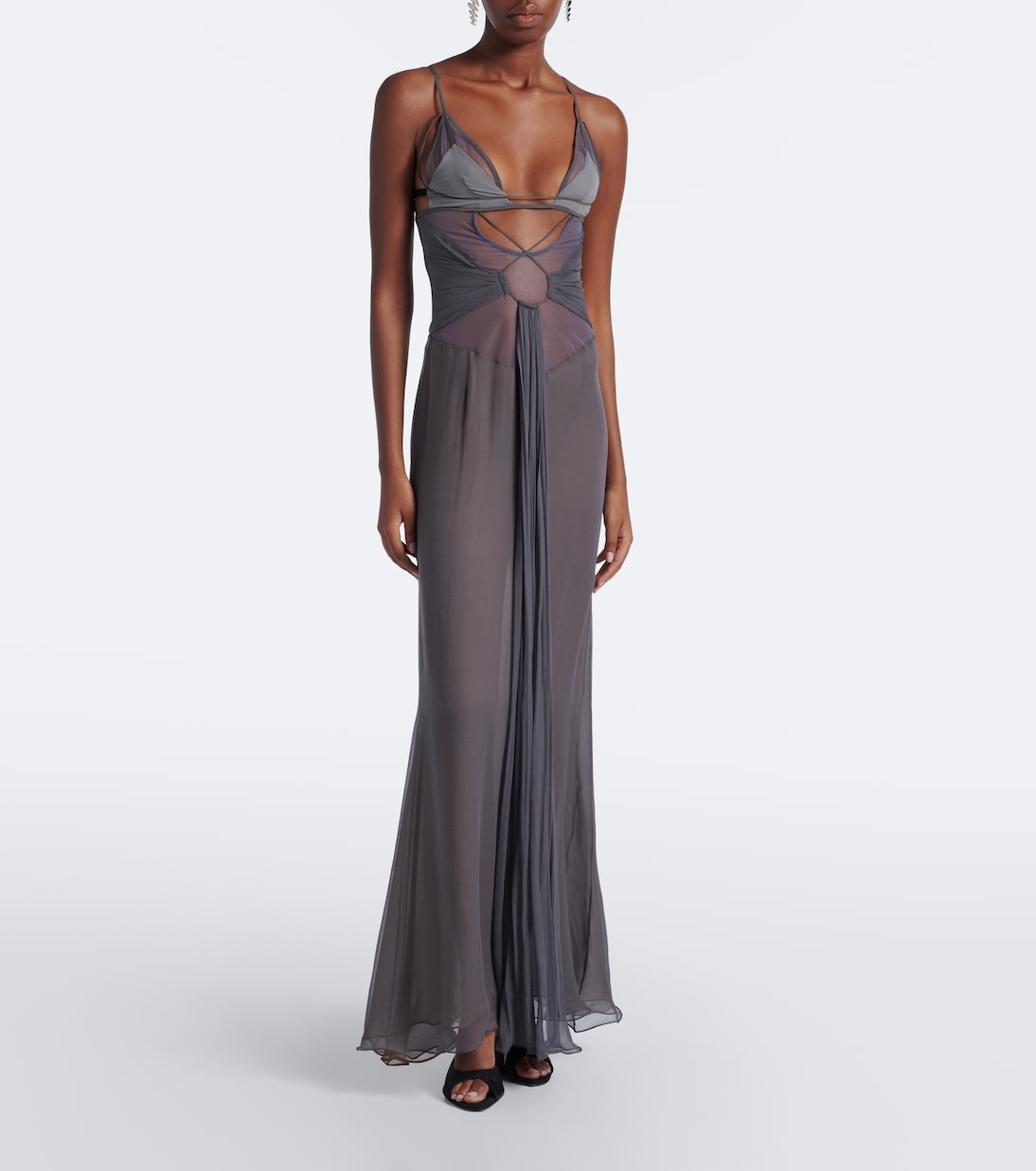 Nensi Dojaka - Cutout sheer silk gown