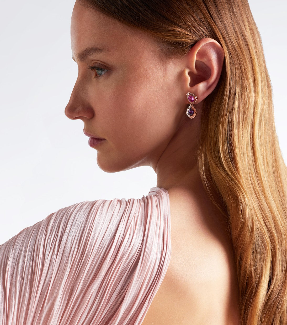 Suzanne Kalan - 18kt rose gold drop earrings with sapphires and diamonds