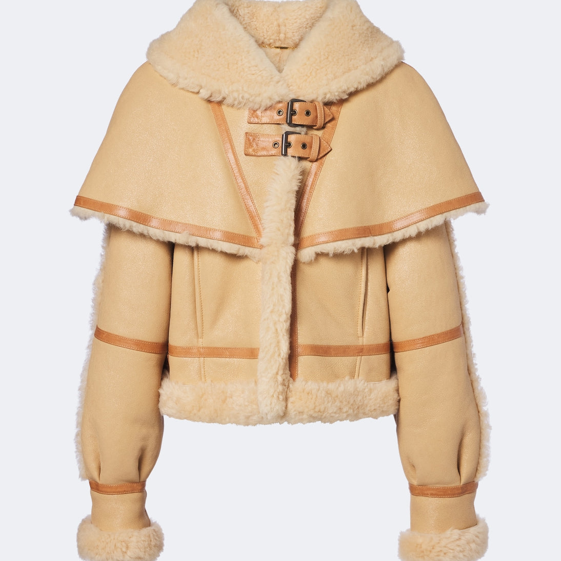 Chloé - Caped shearling-trimmed jacket