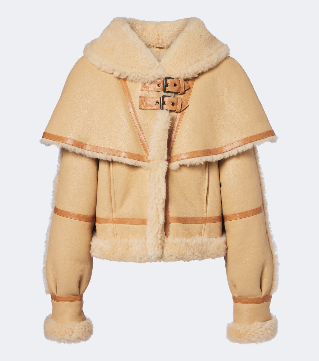 Chloé - Caped shearling-trimmed jacket