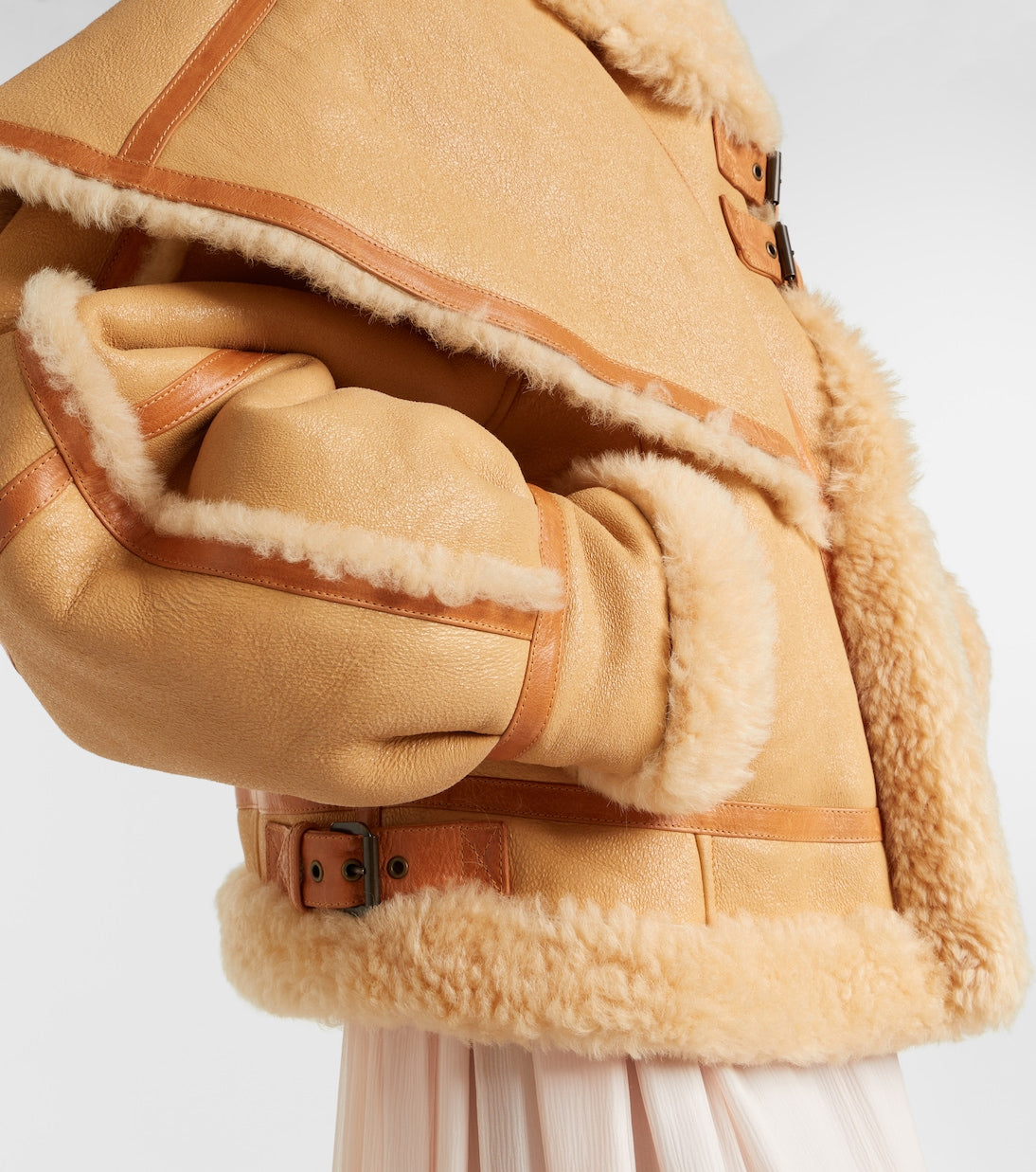 Chloé - Caped shearling-trimmed jacket