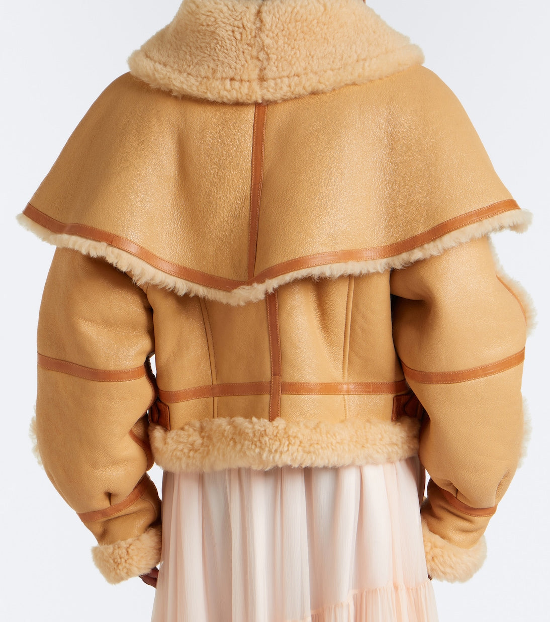 Chloé - Caped shearling-trimmed jacket