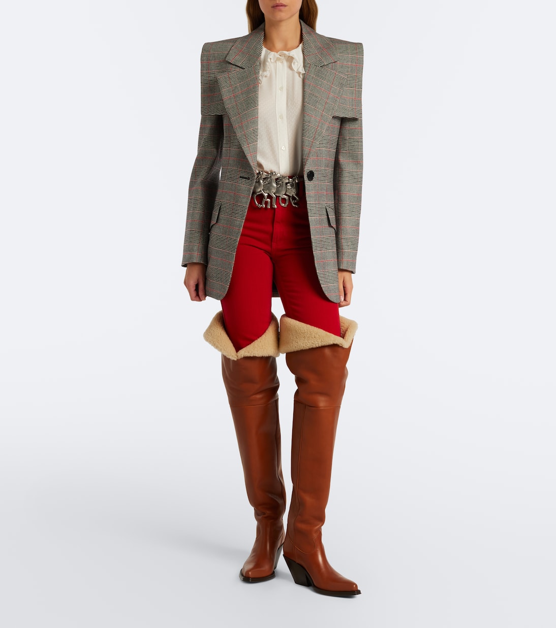 Chloé - Prince of Wales check wool-blend blazer
