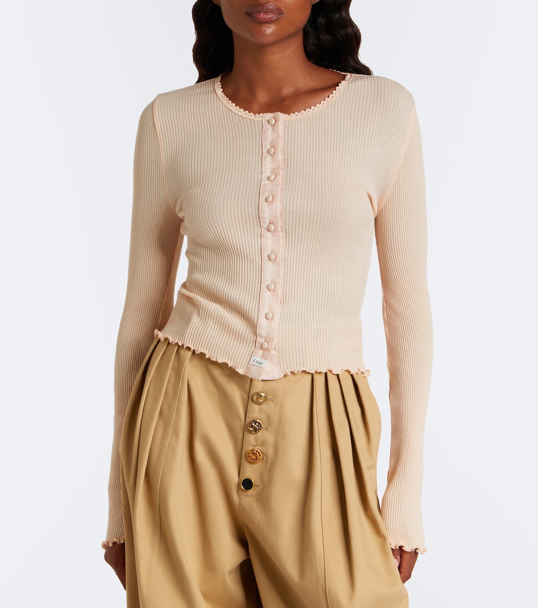 Chloé - Ribbed-knit cotton and silk cardigan