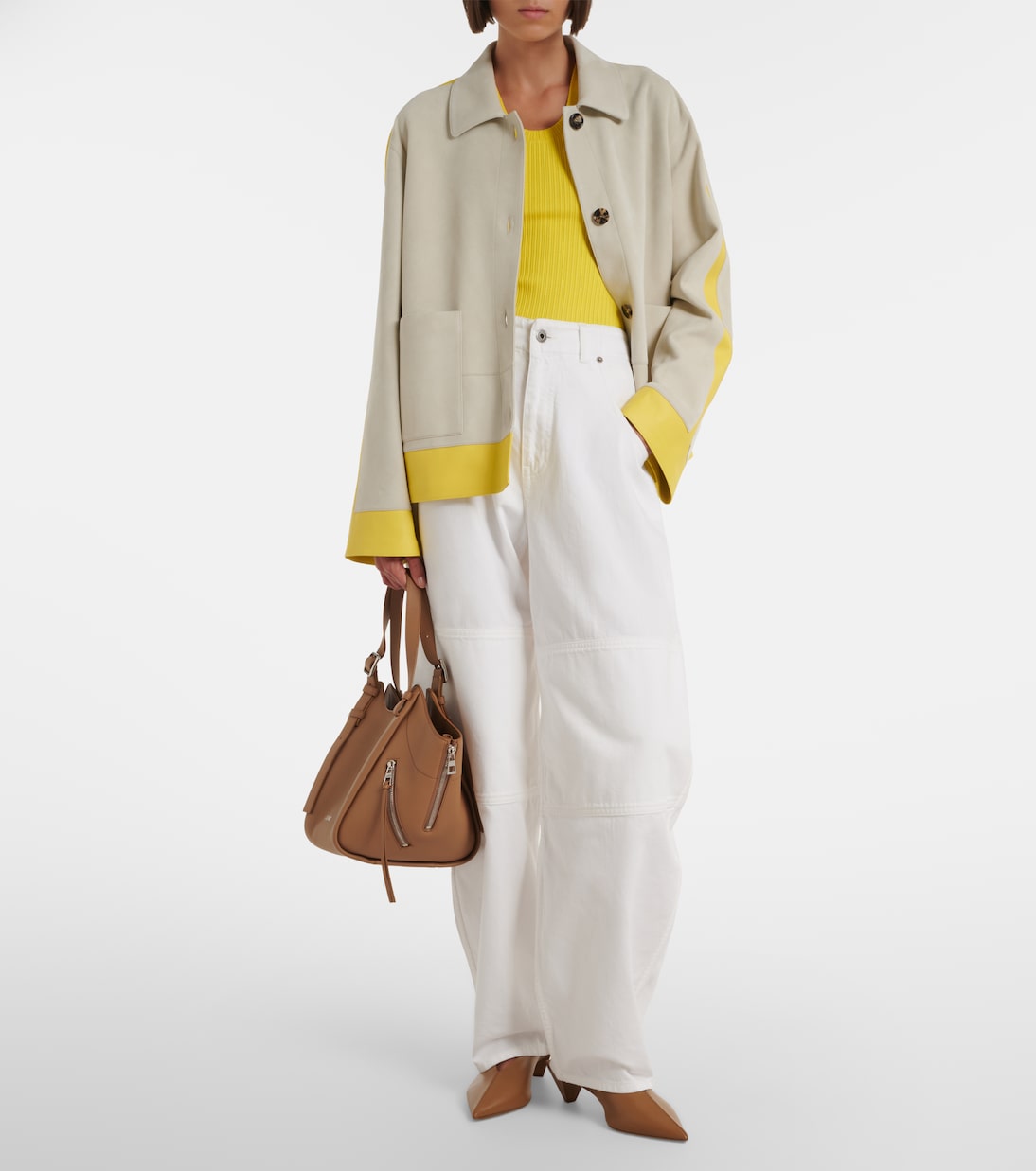 Loewe - Origami leather slingback pumps