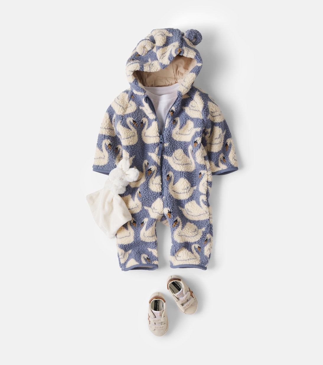 Konges Sløjd - Baby Jody hooded printed teddy onesie