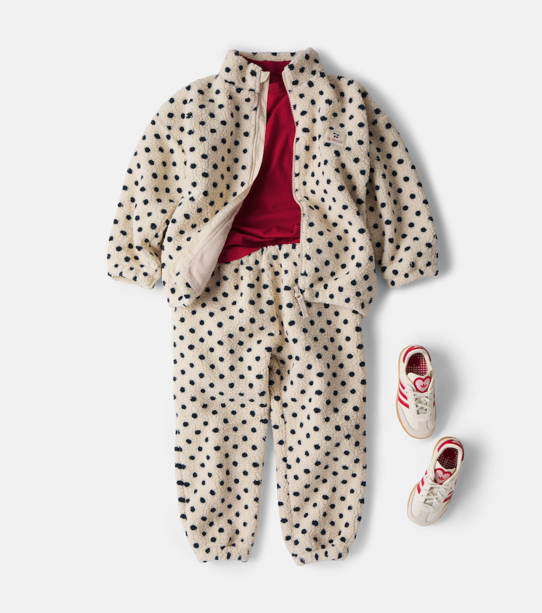 Konges Sløjd - Jody embroidered polka-dot teddy jacket