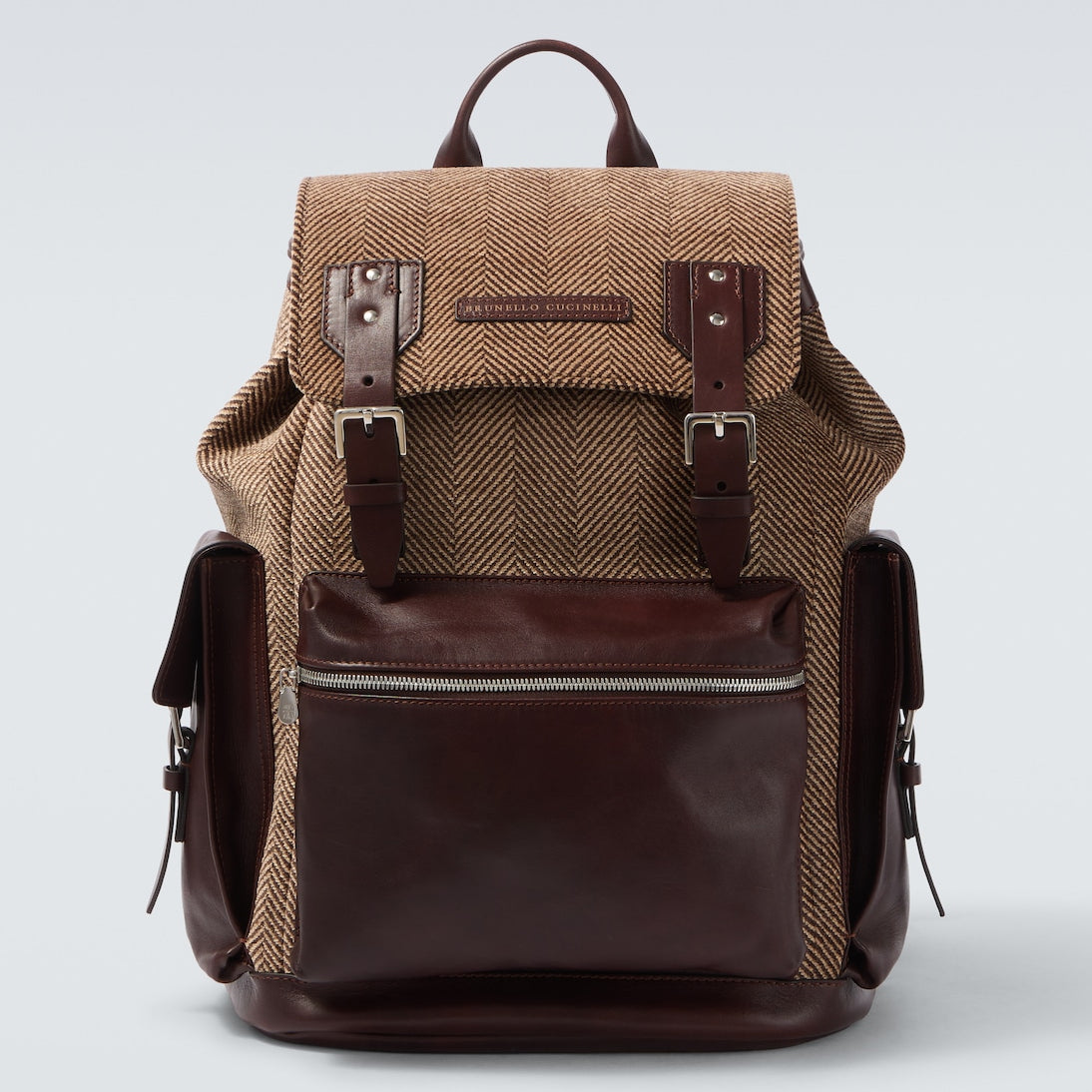 Brunello Cucinelli - Herringbone leather-trimmed backpack