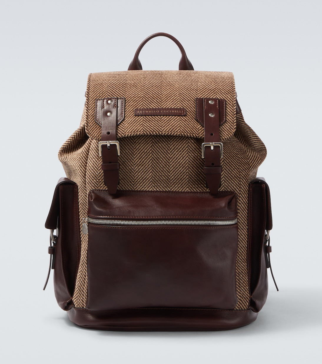 Brunello Cucinelli - Herringbone leather-trimmed backpack