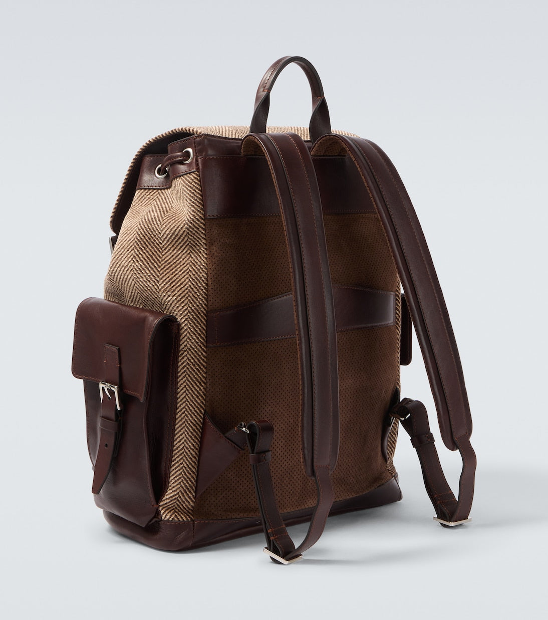Brunello Cucinelli - Herringbone leather-trimmed backpack
