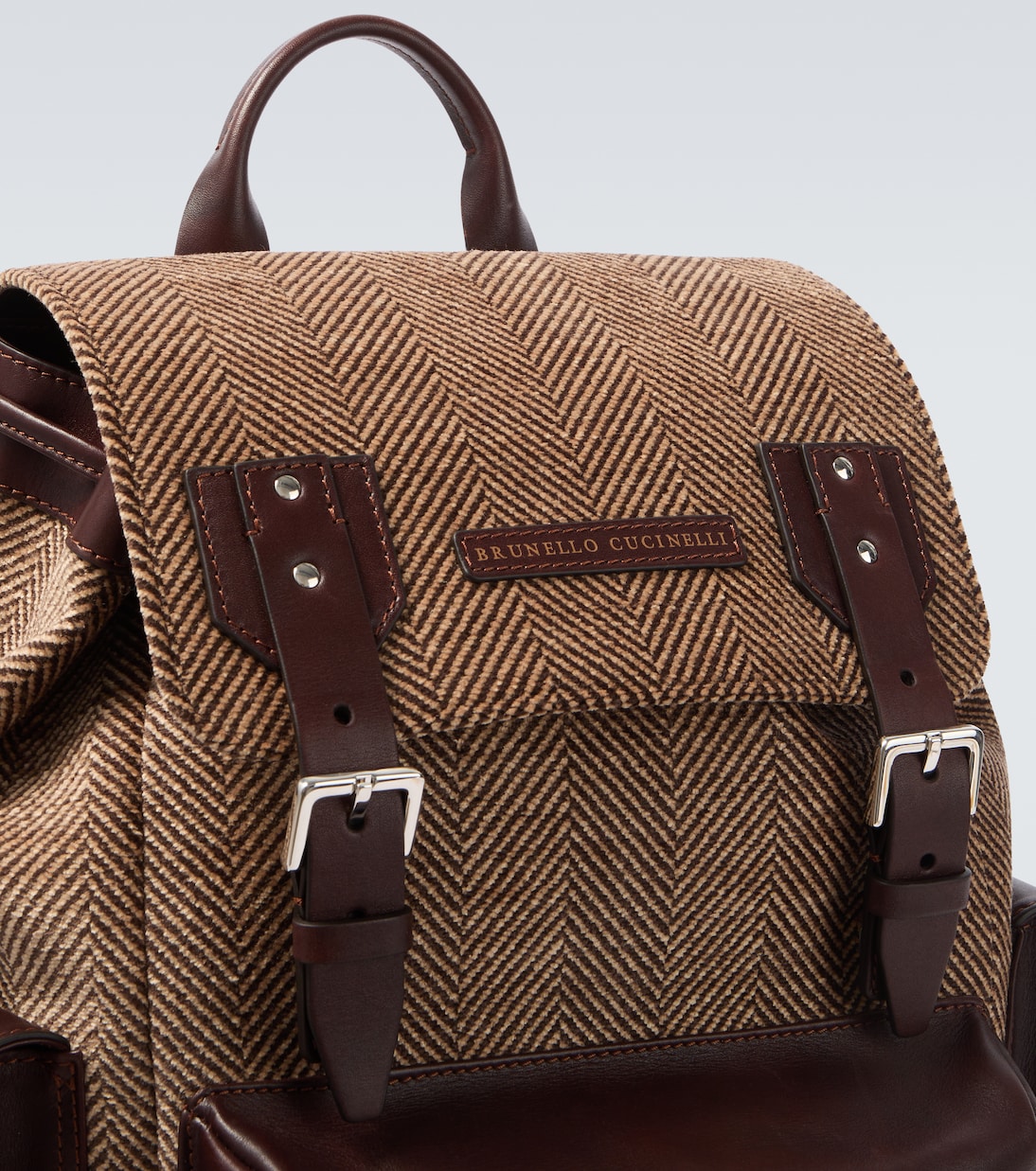 Brunello Cucinelli - Herringbone leather-trimmed backpack