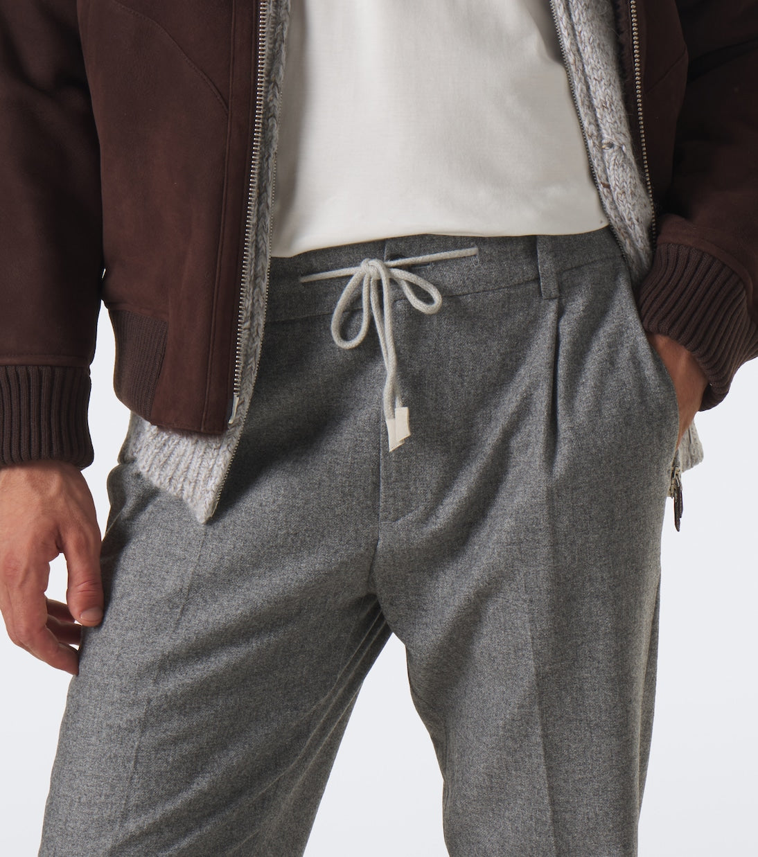 Eleventy - Wool, cotton, and cashmere straight pants