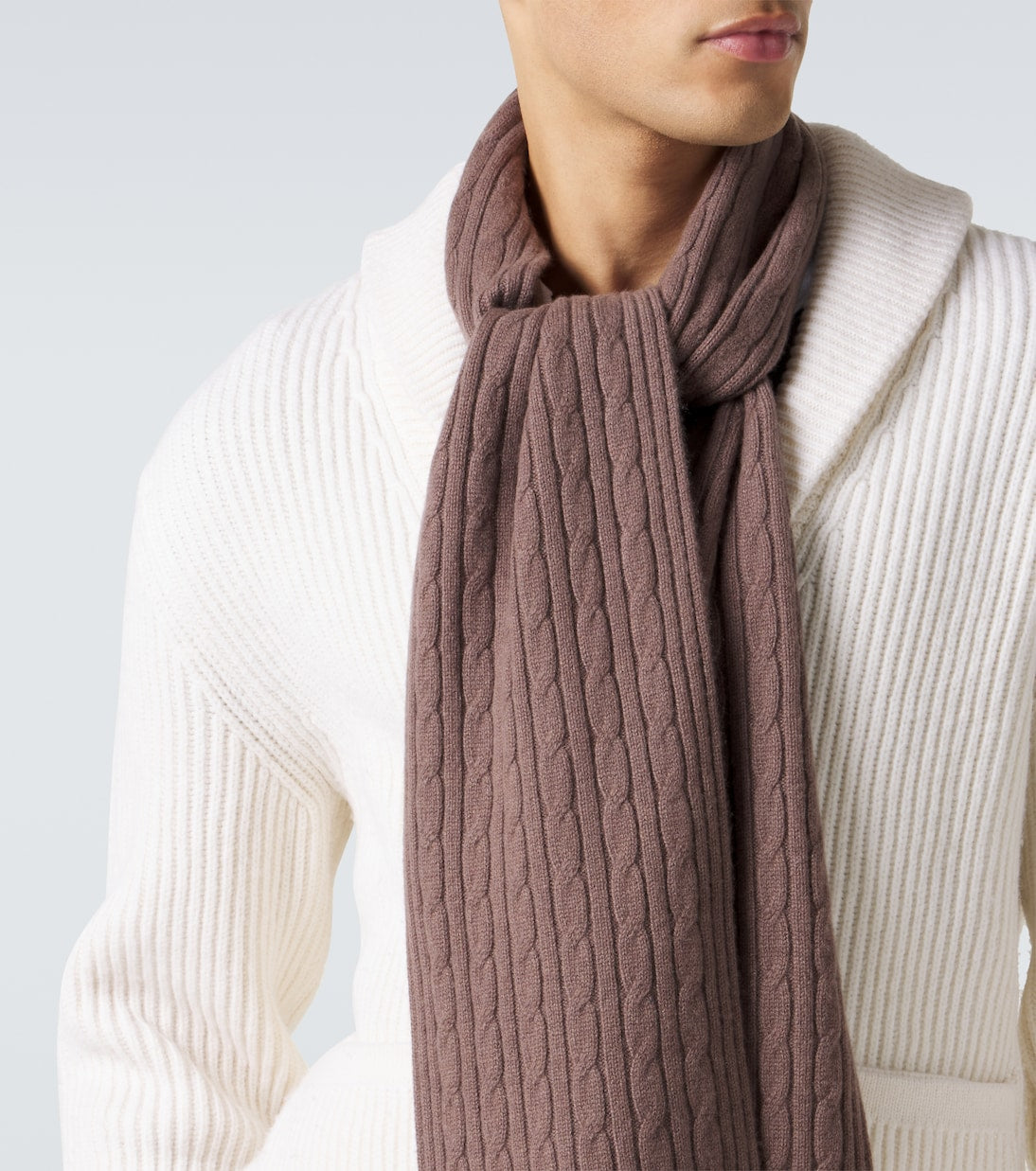Eleventy - Cable-knit cashmere scarf