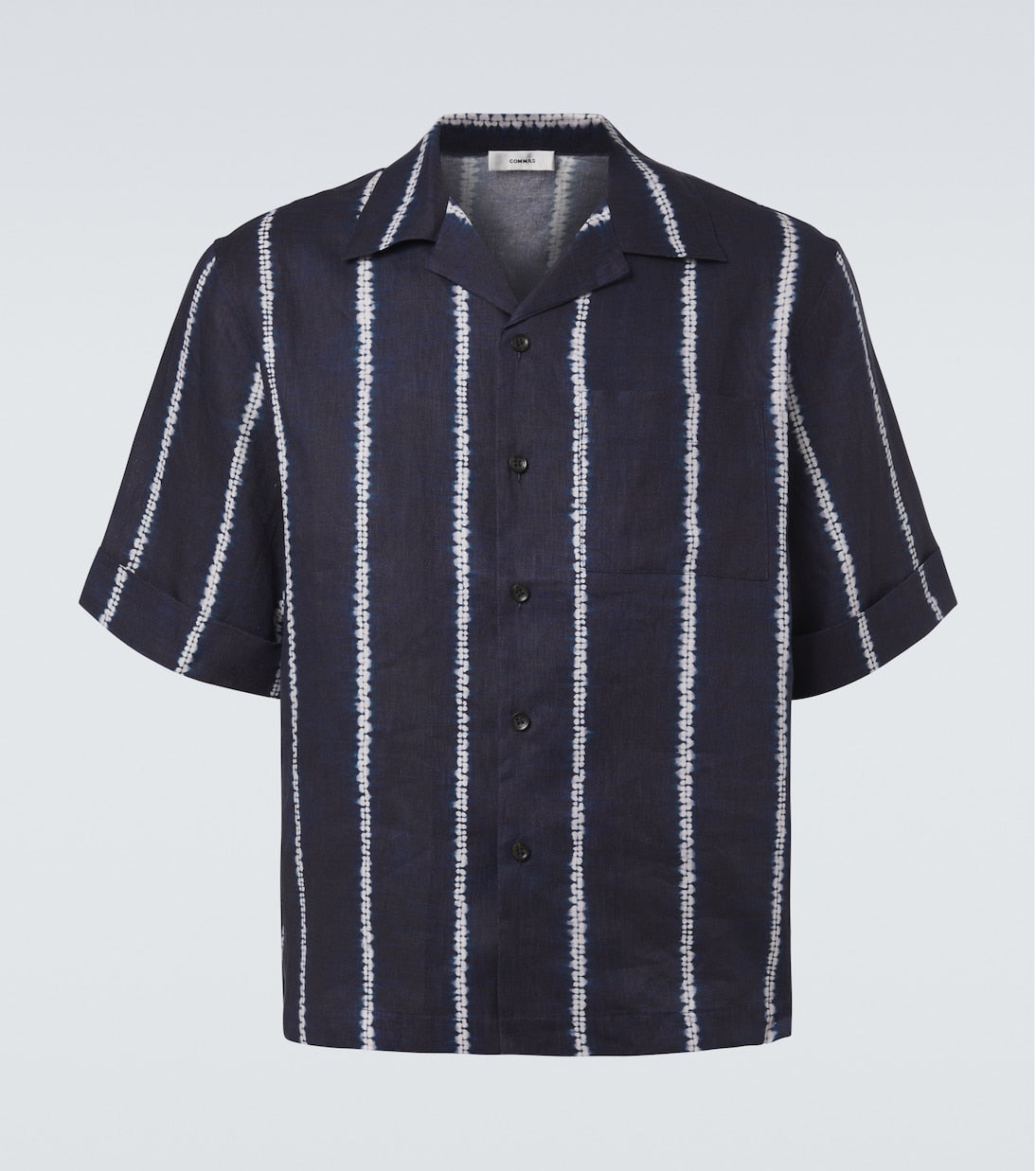 Commas - Striped linen bowling shirt