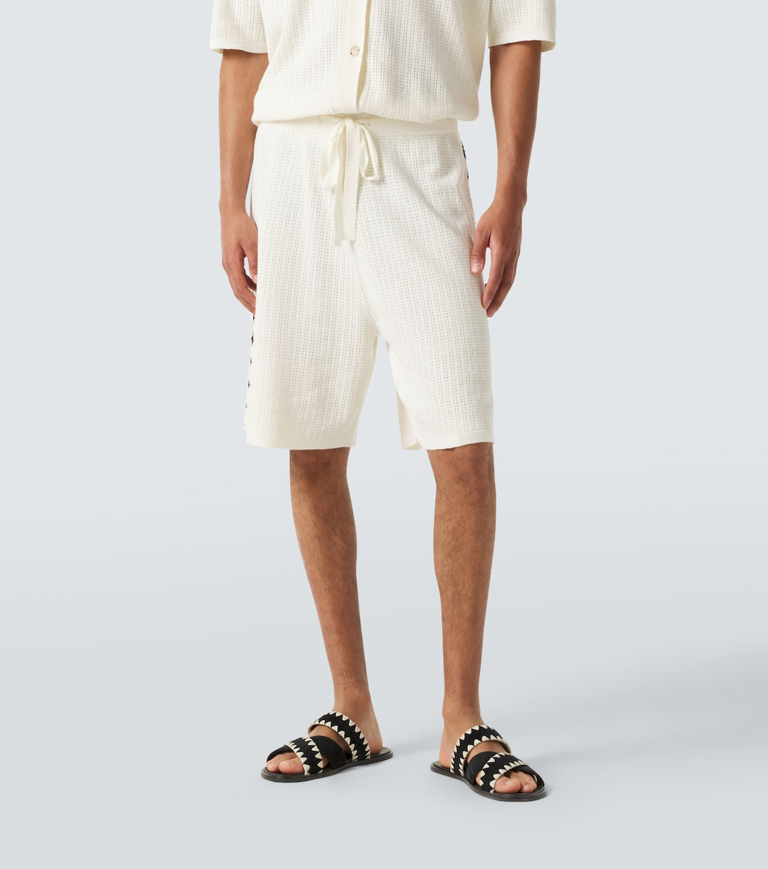 Commas - Crochet cotton and hemp Bermuda shorts