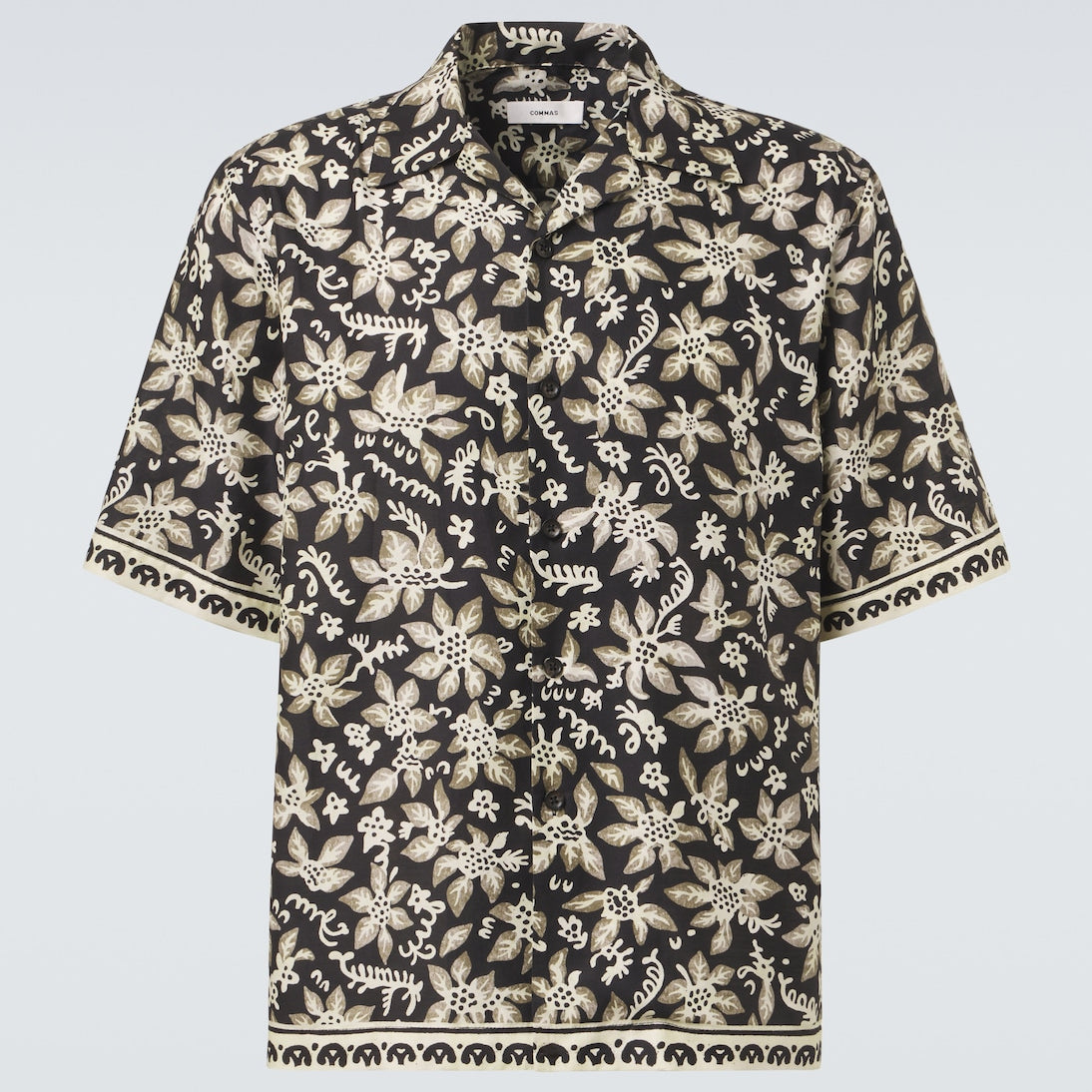 Commas - Printed cotton and silk bowling shirt