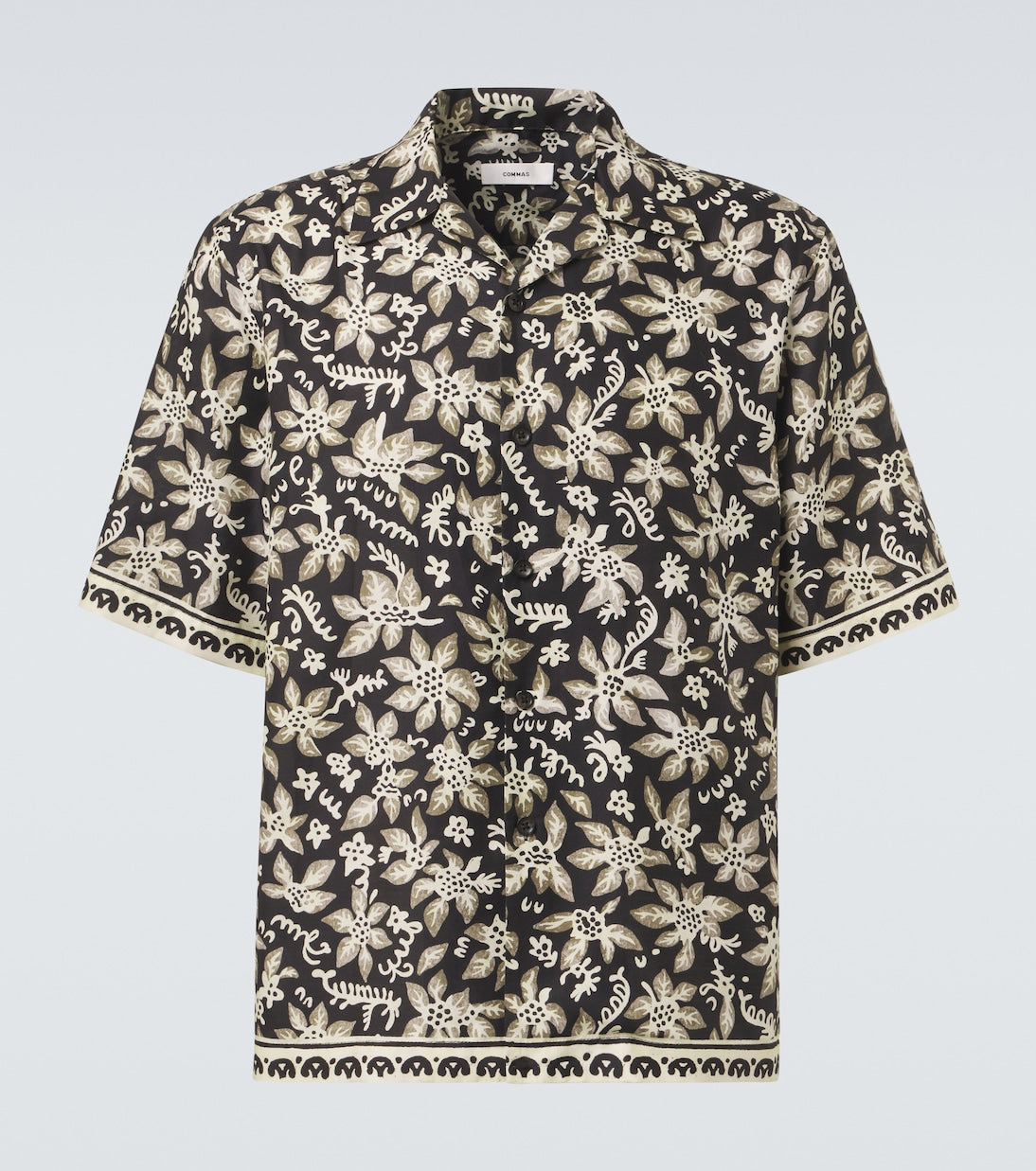 Commas - Printed cotton and silk bowling shirt