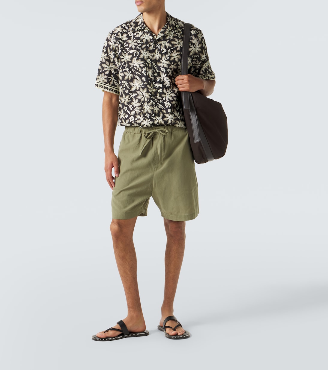 Commas - Printed cotton and silk bowling shirt