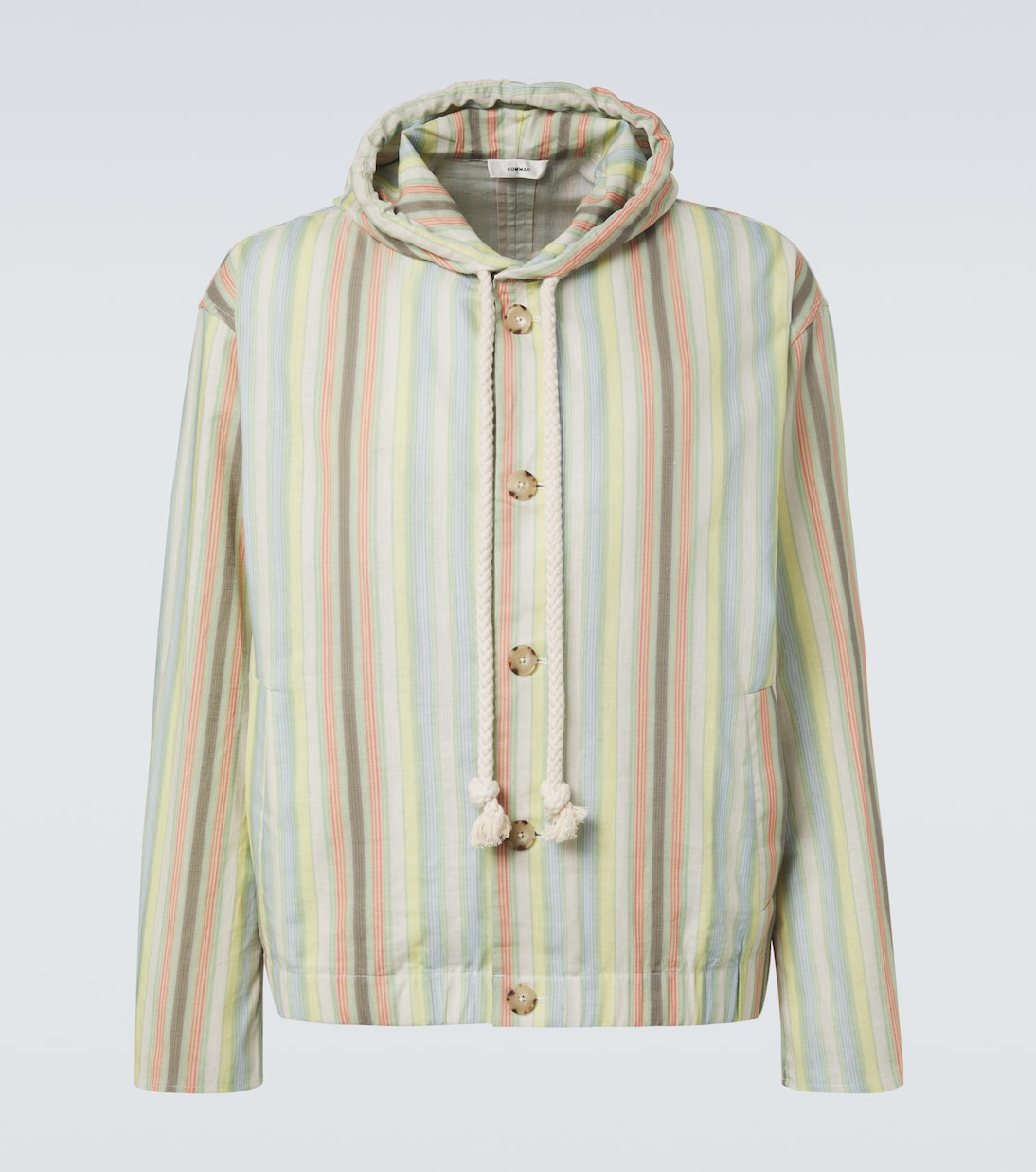 Commas - Striped hooded hemp and cotton jacket