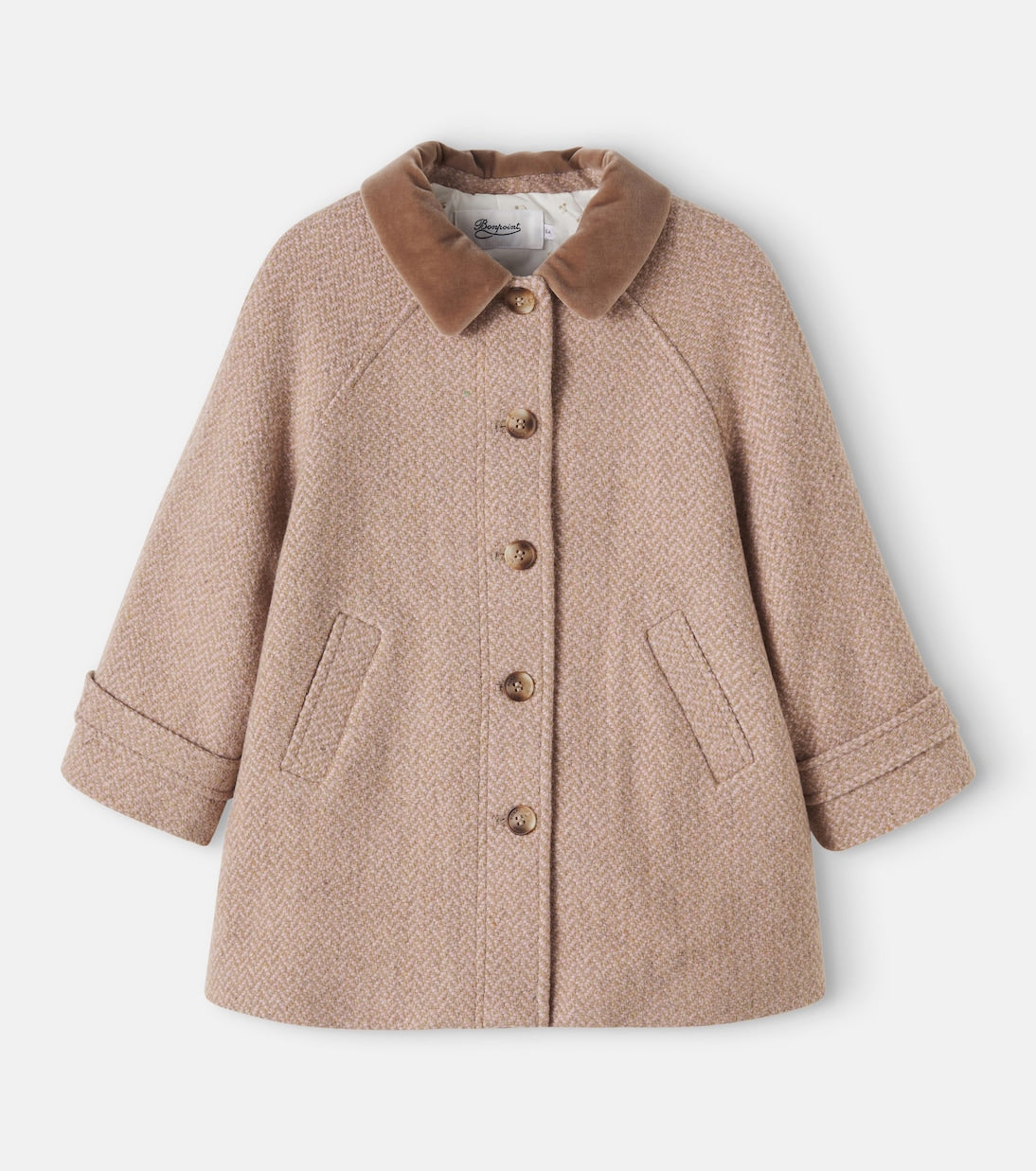 Bonpoint - Jiba velvet-trimmed wool-blend coat