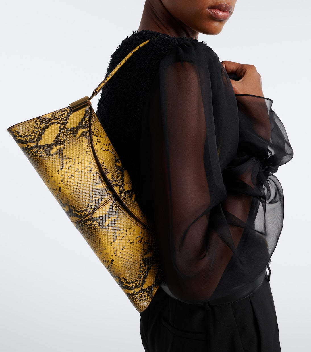 Balmain - 64-83 Small snake-effect leather shoulder bag