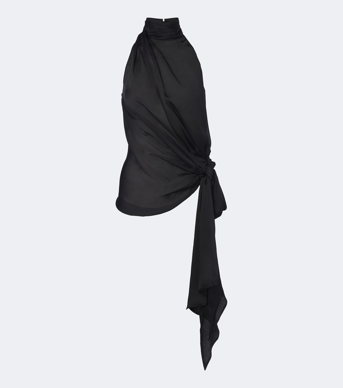 Balmain - Bow-detail halterneck silk satin top