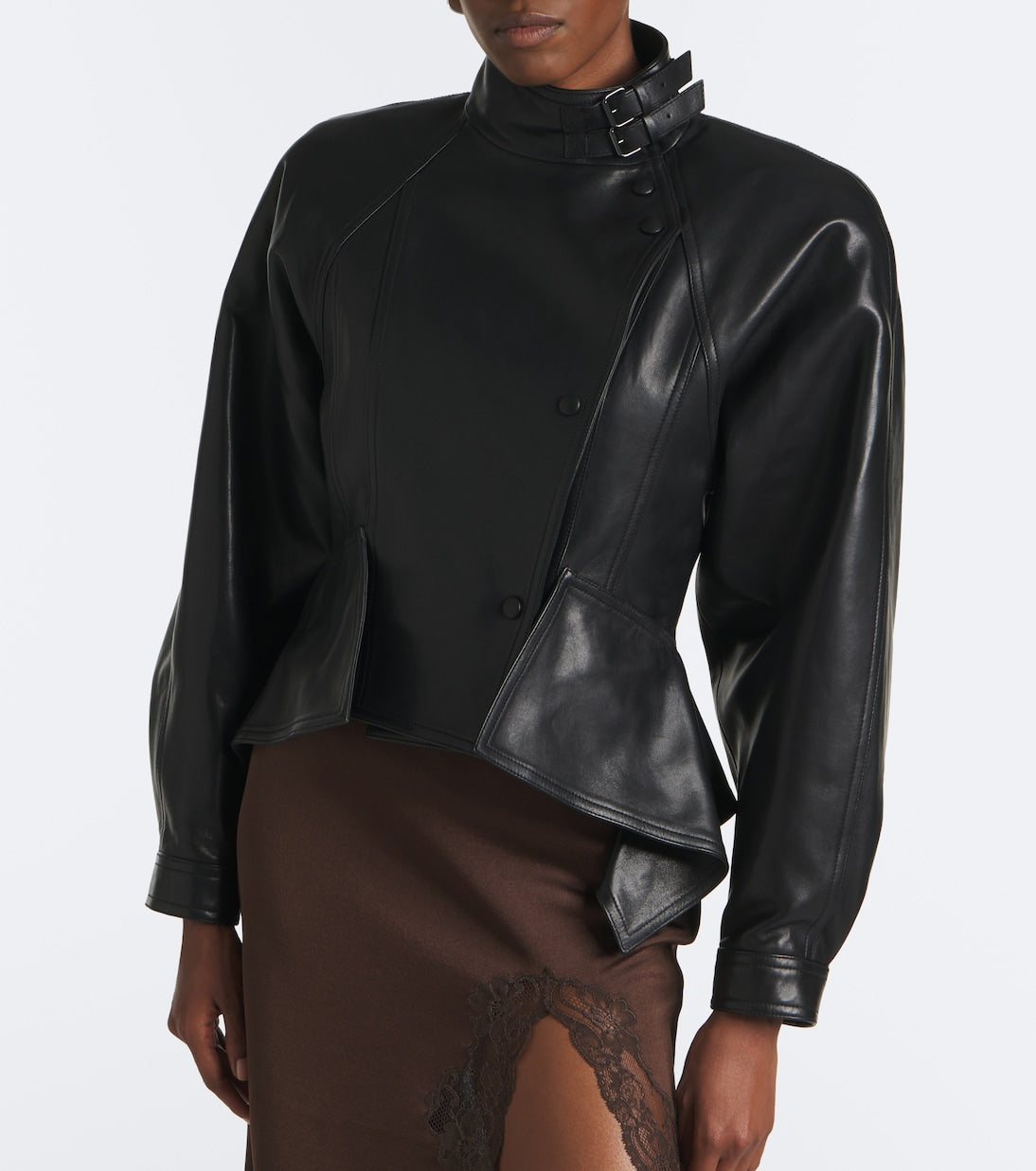 Balmain - Asymmetric leather jacket