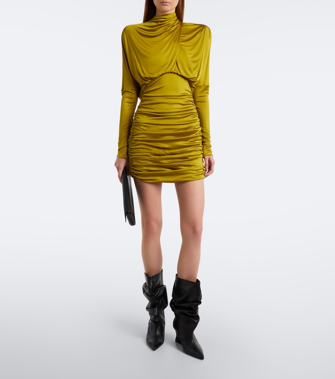 Balmain - Draped open-back jersey minidress