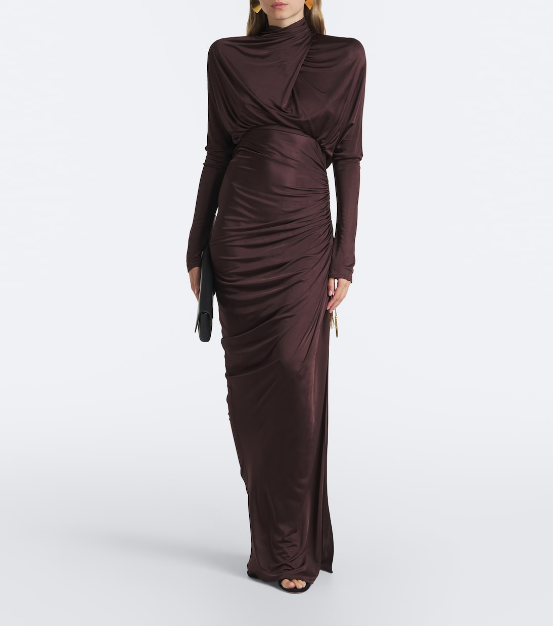 Balmain - Draped jersey maxi dress