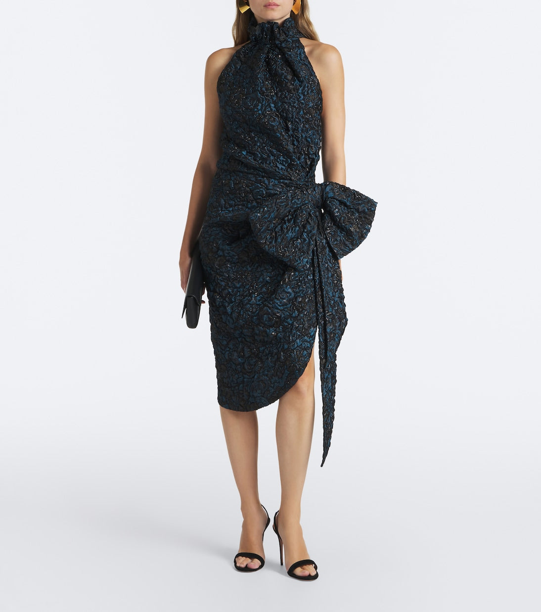 Balmain - Draped jacquard halterneck midi dress