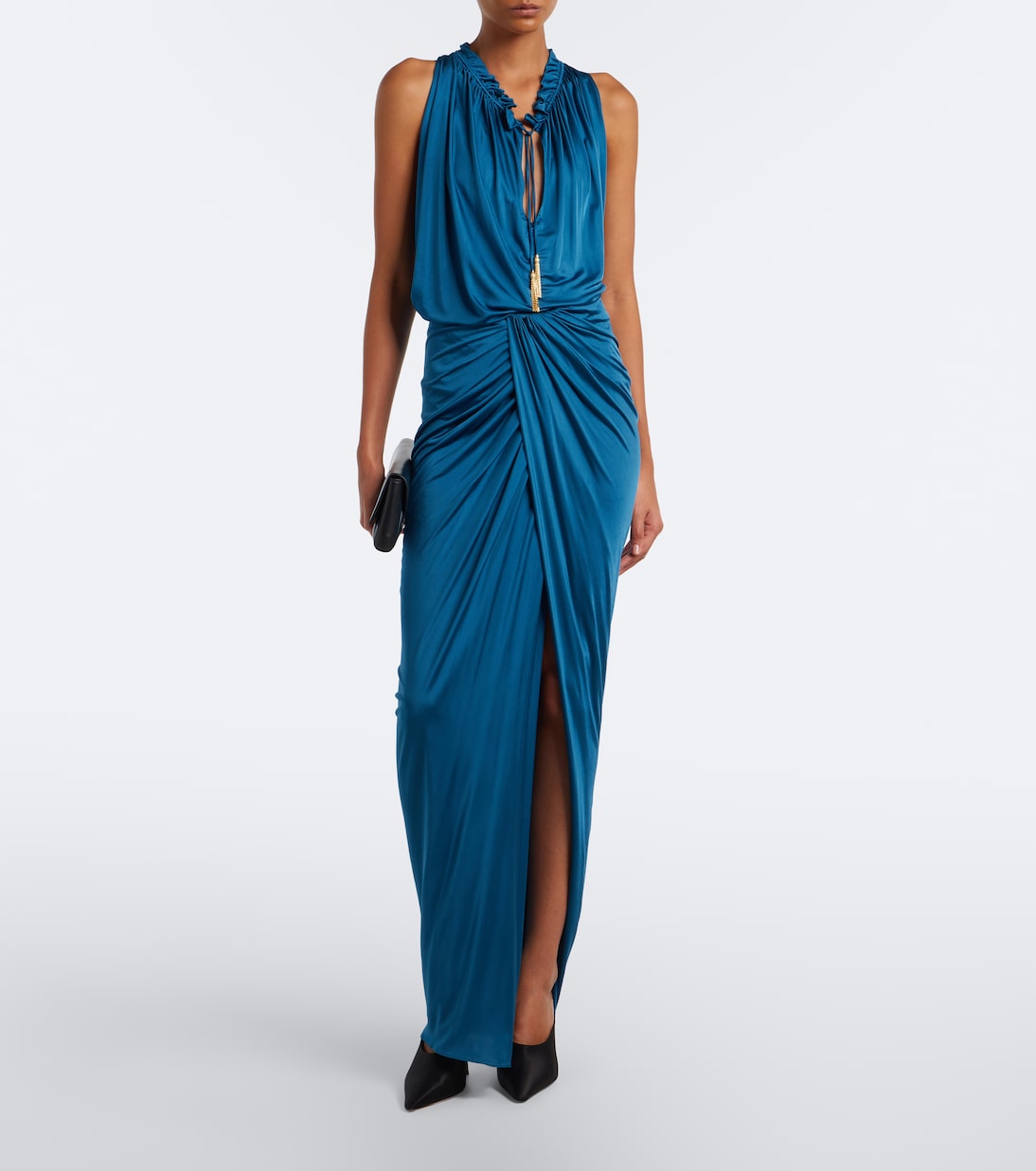 Balmain - Draped satin maxi skirt