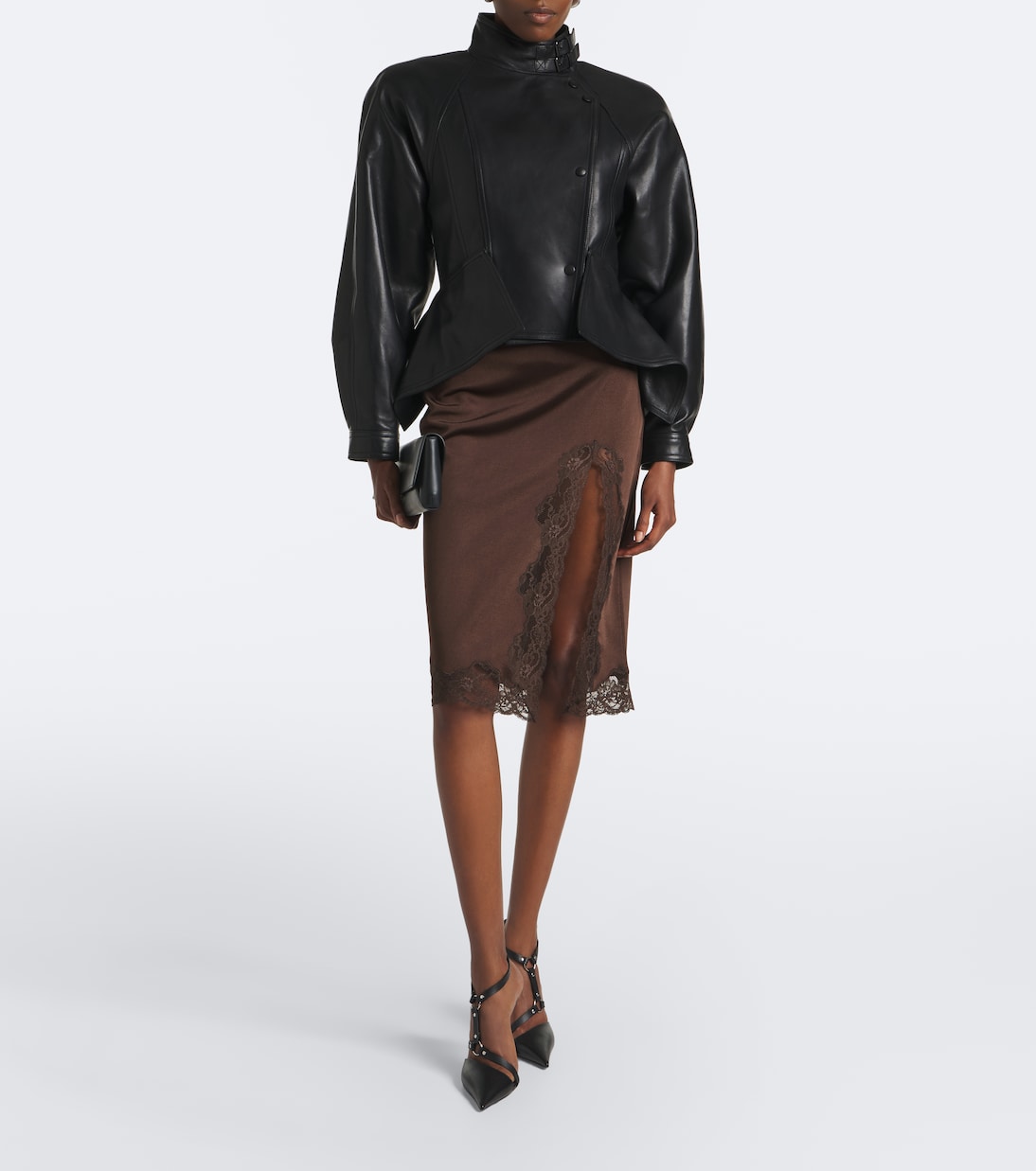 Balmain - Lace-trimmed midi skirt
