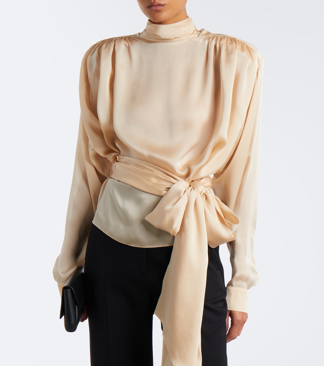 Balmain - Bow-detail silk charmeuse blouse