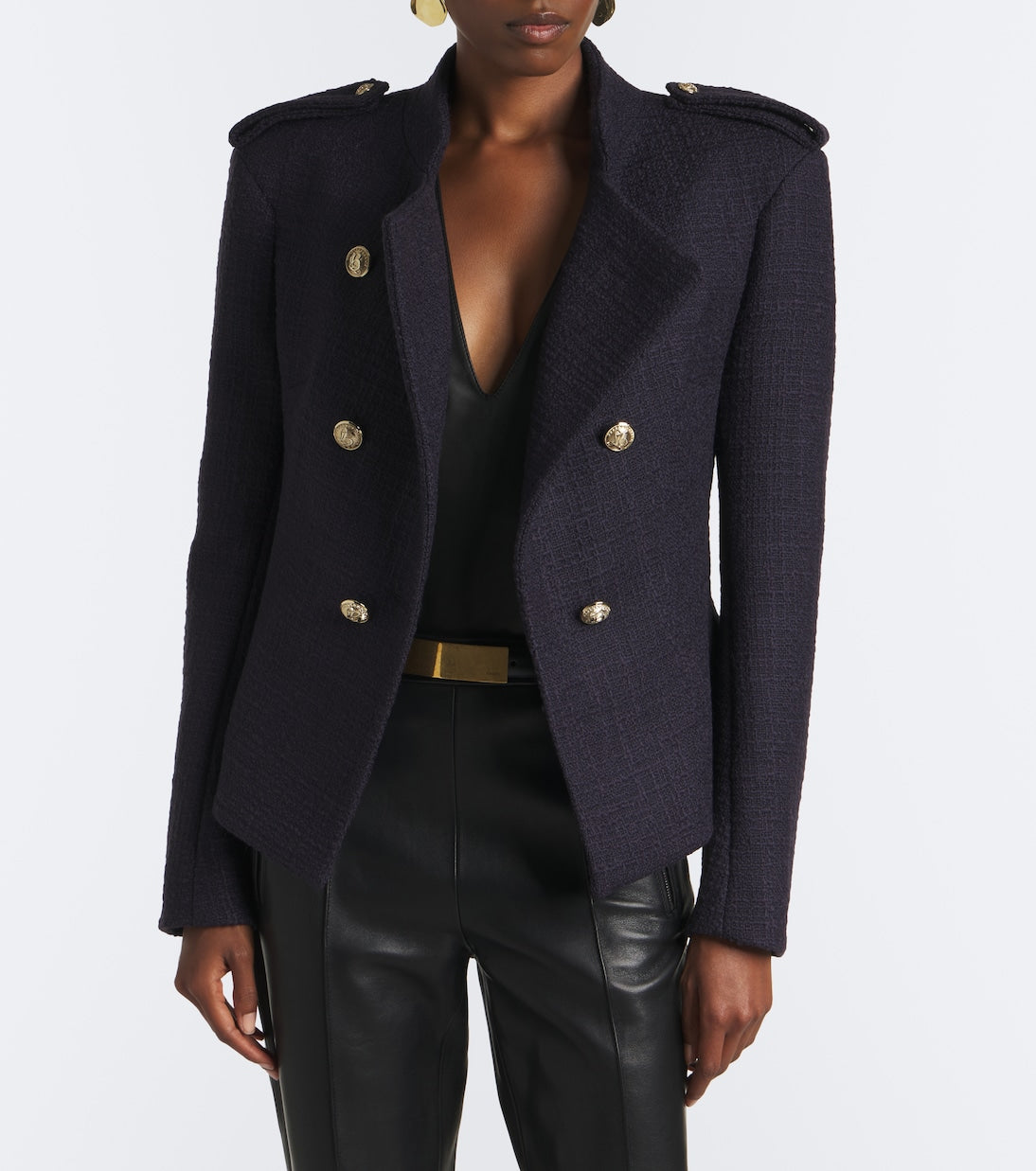 Balmain - Double-breasted wool-blend tweed jacket
