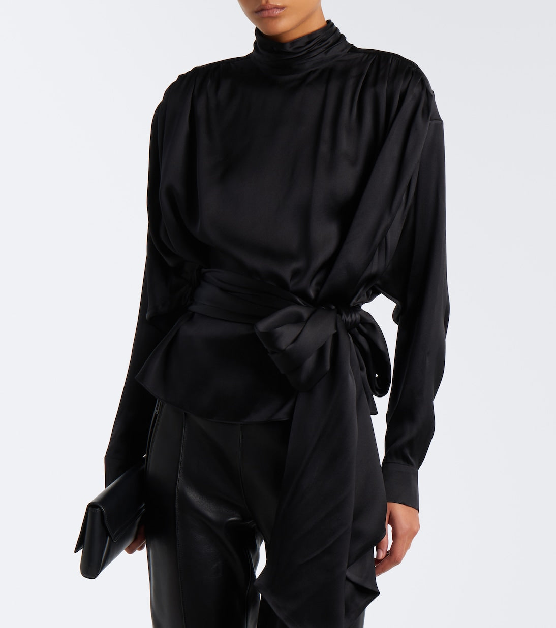 Balmain - Bow-detail silk satin blouse