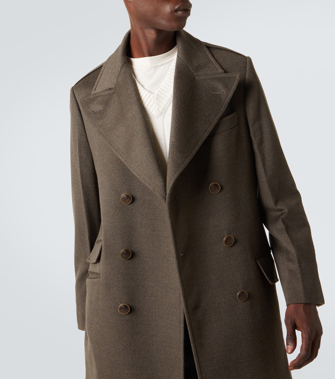 Brunello Cucinelli - Double-breasted virgin wool overcoat