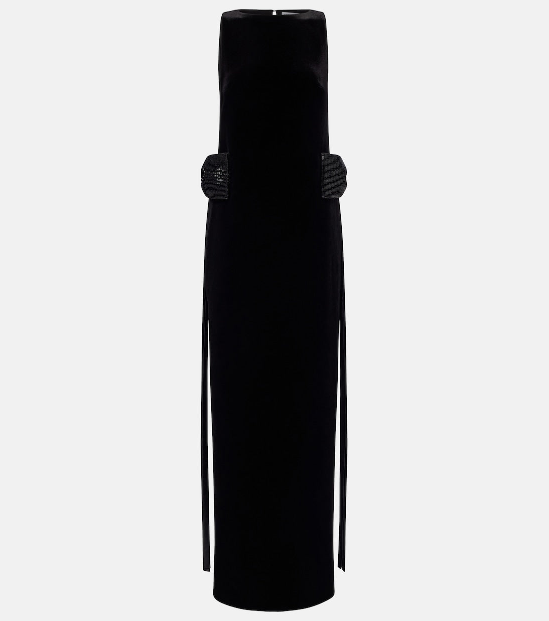 Self-Portrait - Embellished bow-detail velvet maxi dress