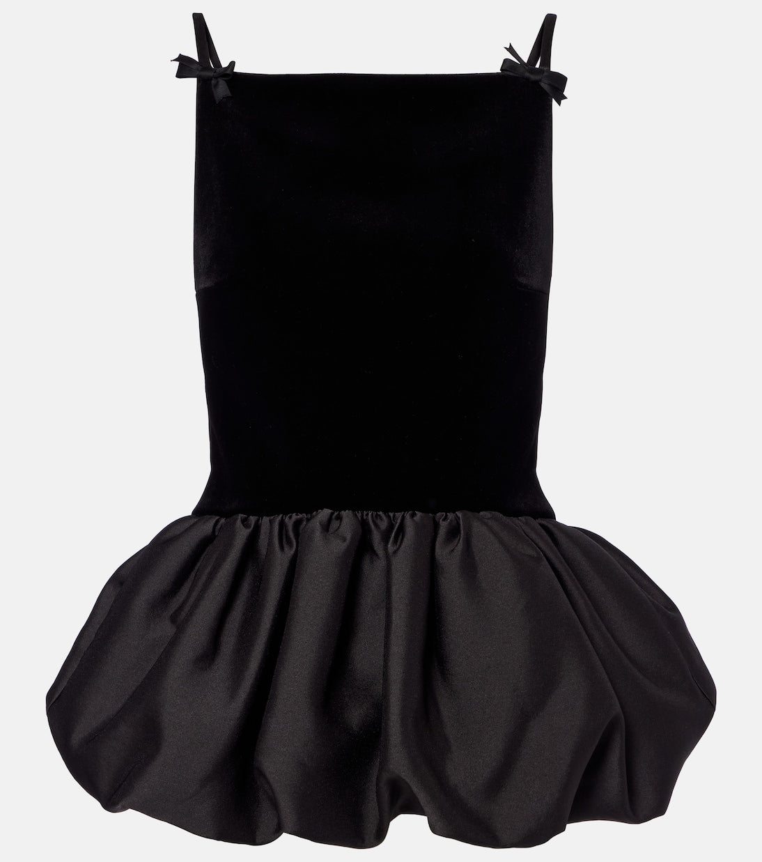 Self-Portrait - Bow-detail peplum velvet and taffeta top