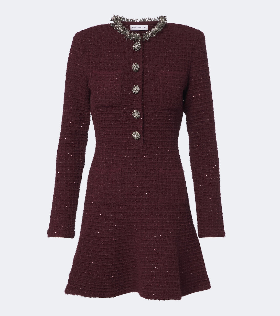 Self-Portrait - Embellished waffle-knit minidress