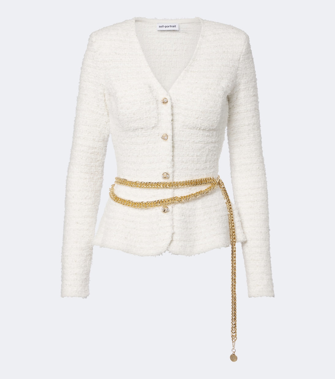 Self-Portrait - Belted bouclé cardigan