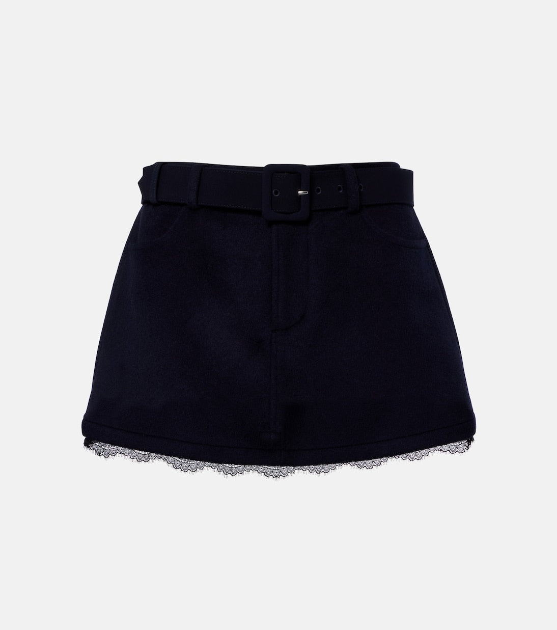 Self-Portrait - Belted lace-trimmed shorts