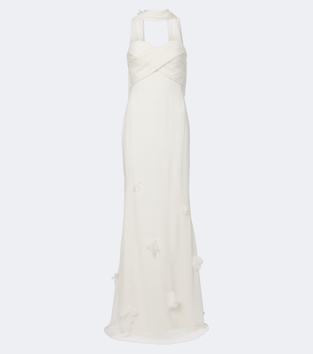 Self-Portrait - Bridal floral-appliqué chiffon gown