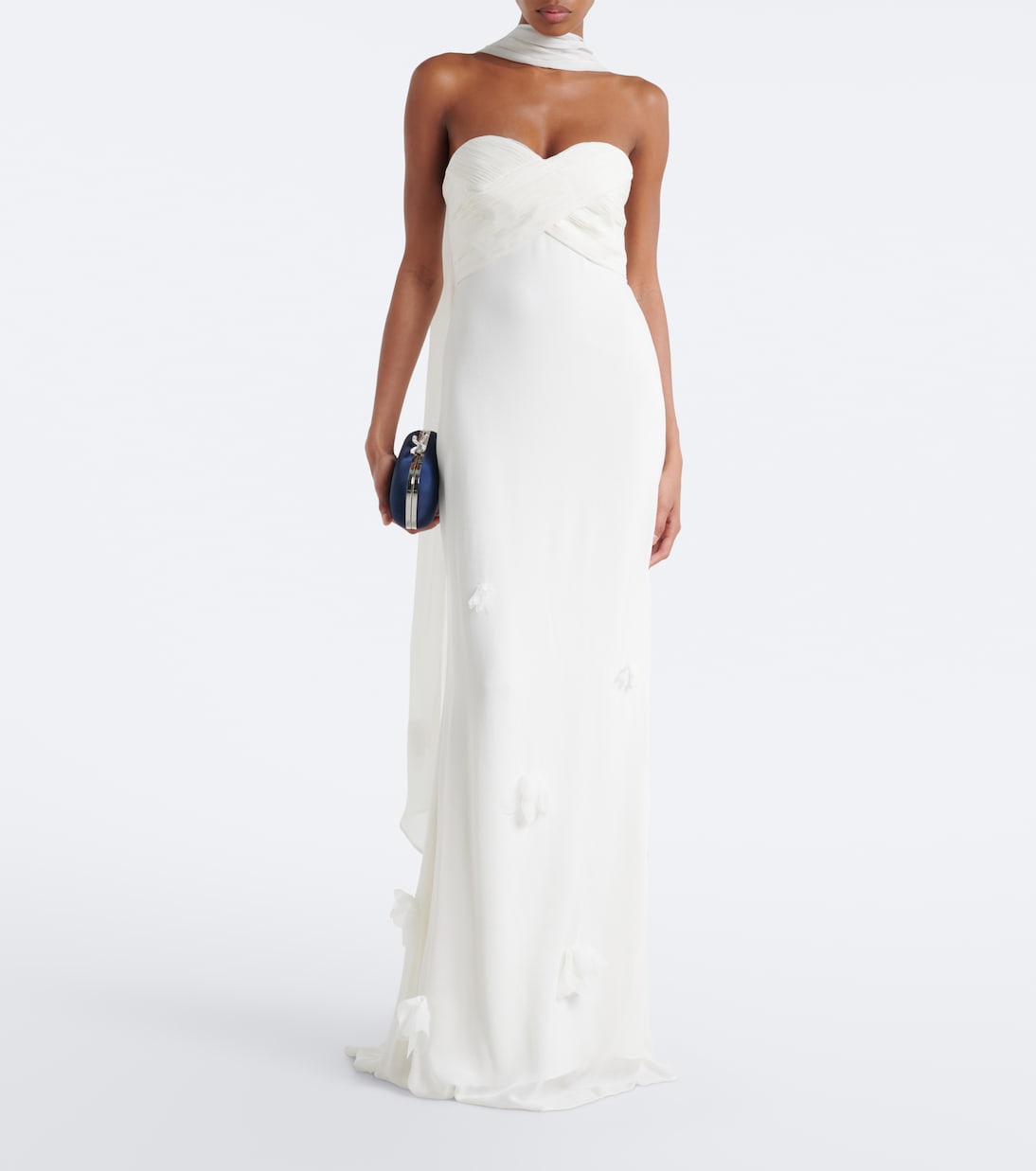 Self-Portrait - Bridal floral-appliqué chiffon gown