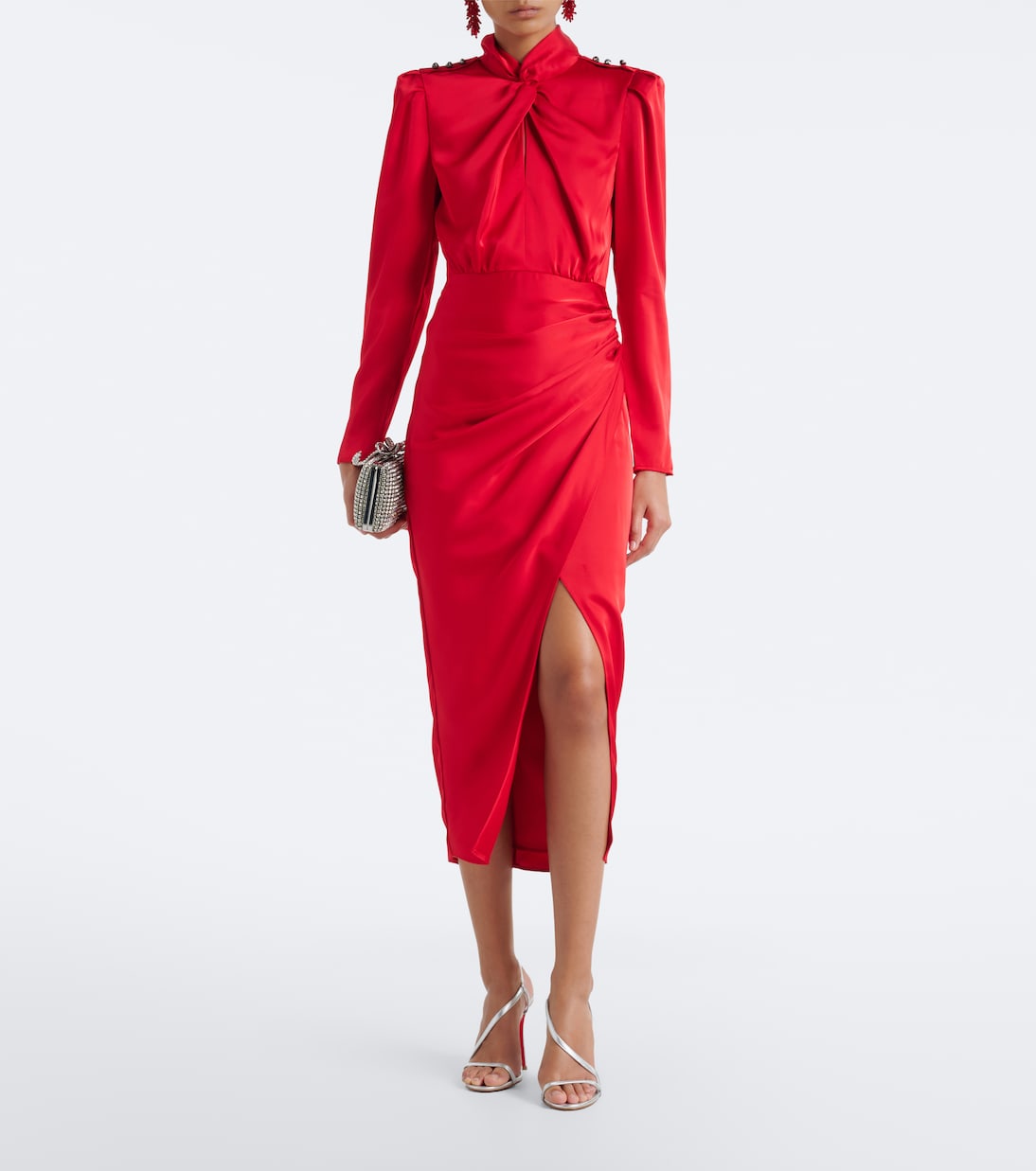 Self-Portrait - Draped satin cocktail dress