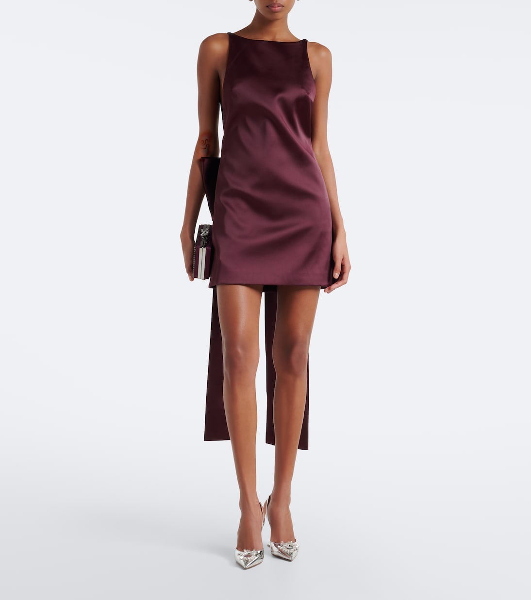 Self-Portrait - Bow-detail satin minidress