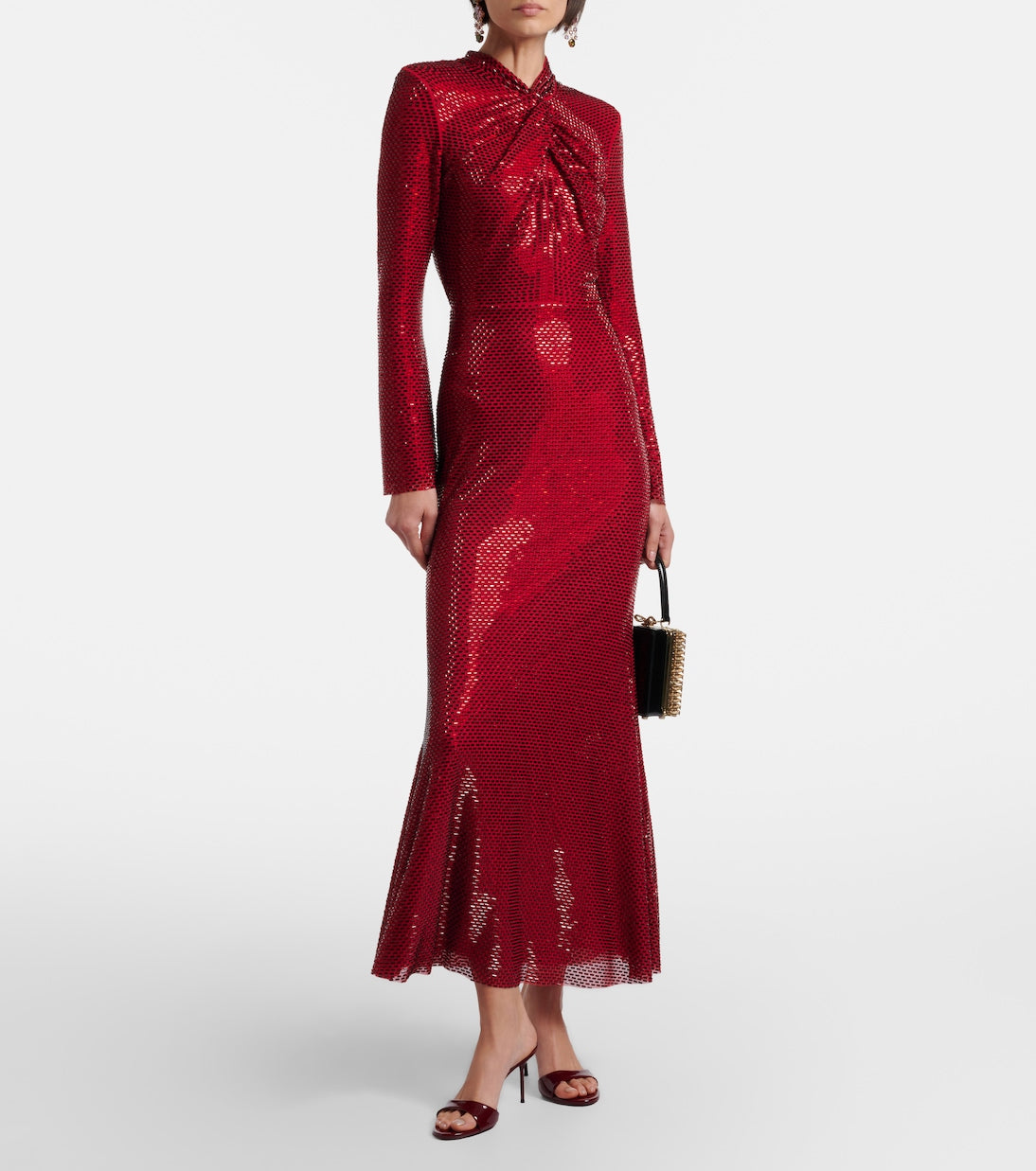 Self-Portrait - Embellished mesh cocktail dress
