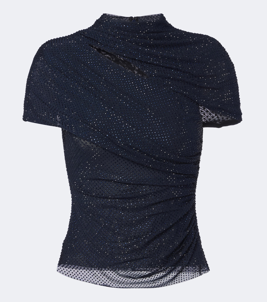Self-Portrait - Cutout embellished mesh top
