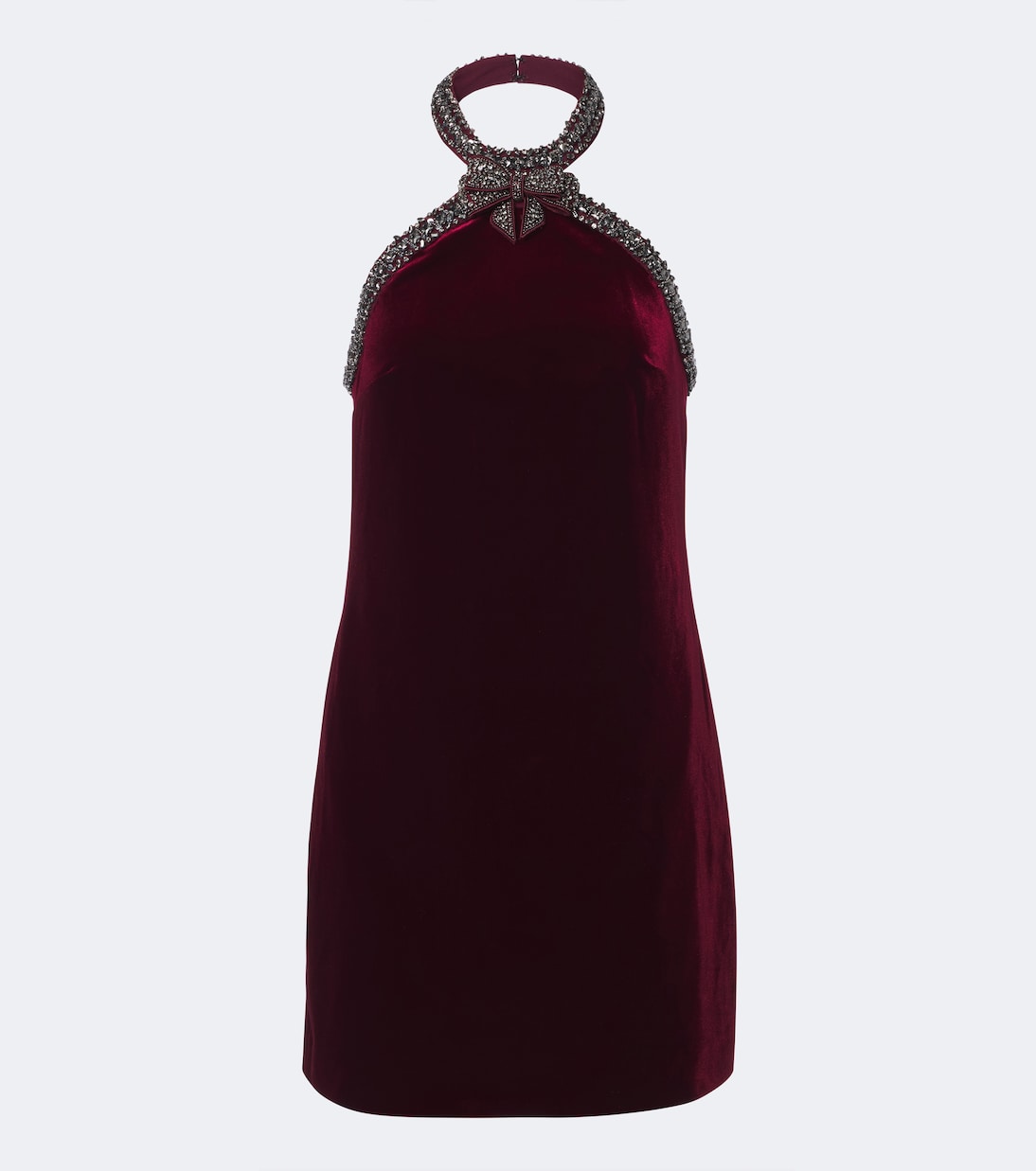 Self-Portrait - Embellished halterneck velvet minidress