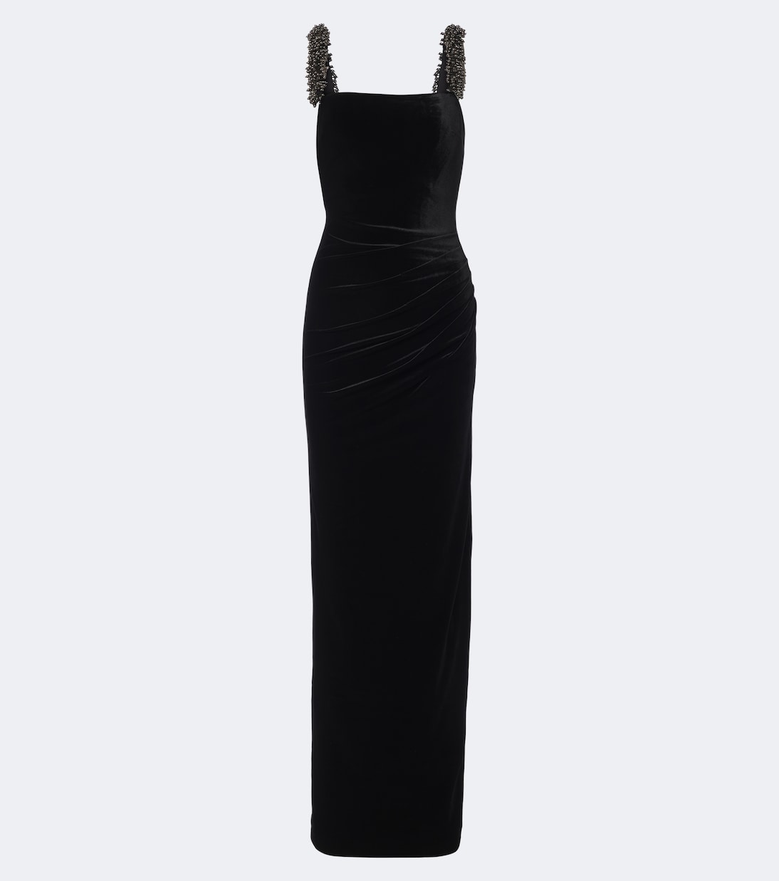 Self-Portrait - Draped embellished velvet gown